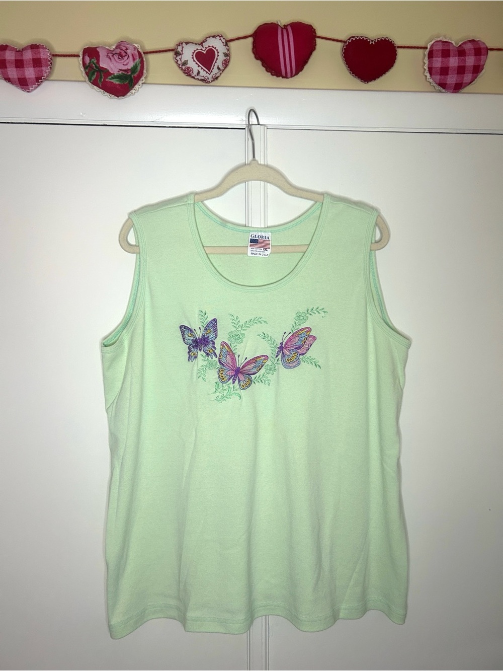 Vintage Embroidered Butterfly Tank - Made in USA